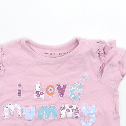 Preloved Nutmeg Girls Pink   Basic T-Shirt Size 9-12 Months - Detail