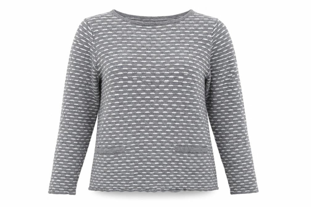 TU Womens Grey Striped Knit Pullover Jumper Size 14