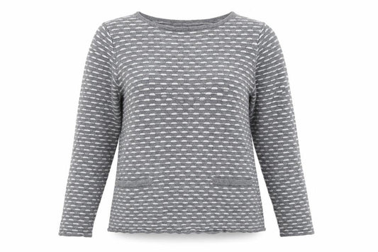 Tu Womens Grey Striped Knit Pullover Jumper Size 14