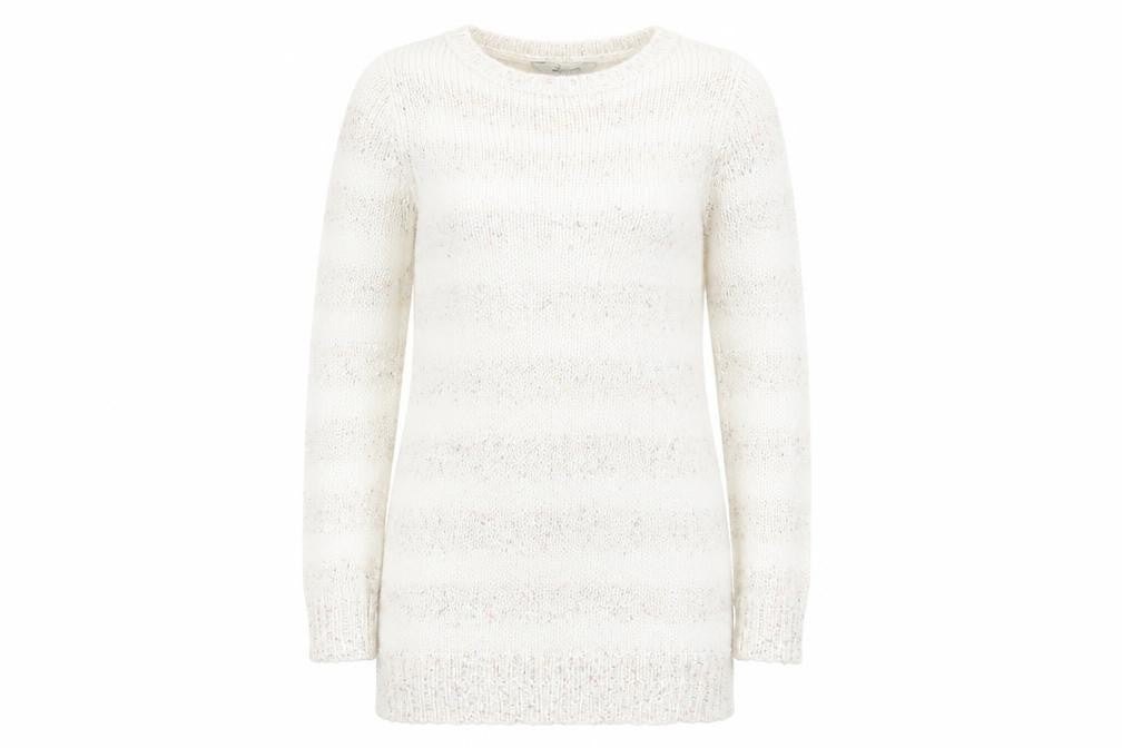 Peacocks Womens White Striped  Pullover Jumper Size 10