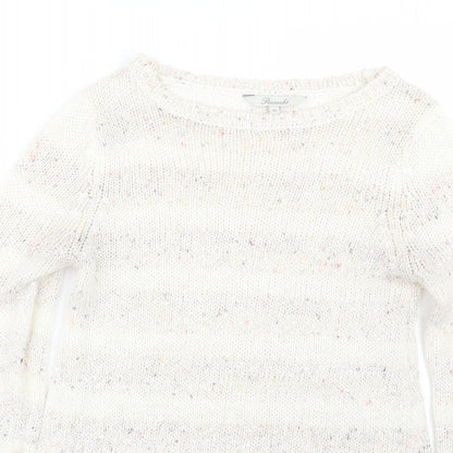 Peacocks Womens White Striped  Pullover Jumper Size 10