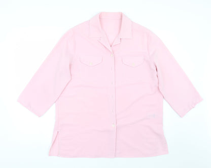 St Michael Womens Pink Basic Button-Up Size 14