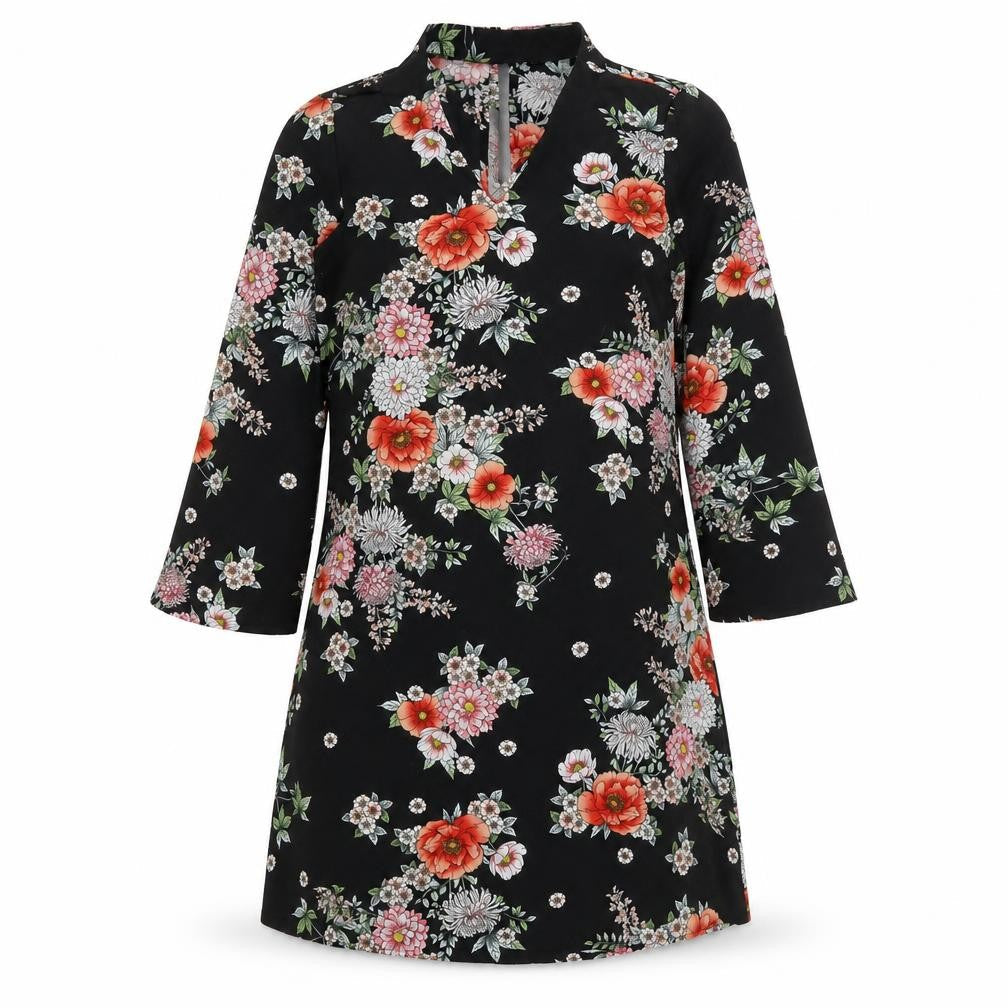 Peacocks Womens Black Floral  A-Line  Size 10