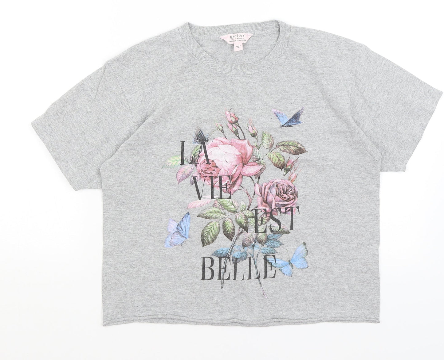 Miss Selfridge Womens Grey   Cropped T-Shirt Size M