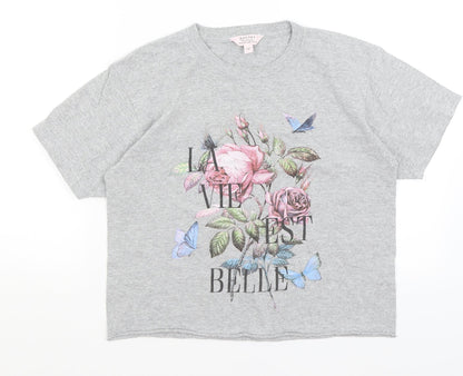 Preloved Miss Selfridge Womens Grey   Cropped T-Shirt Size M - Front