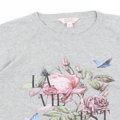Preloved Miss Selfridge Womens Grey   Cropped T-Shirt Size M - Detail