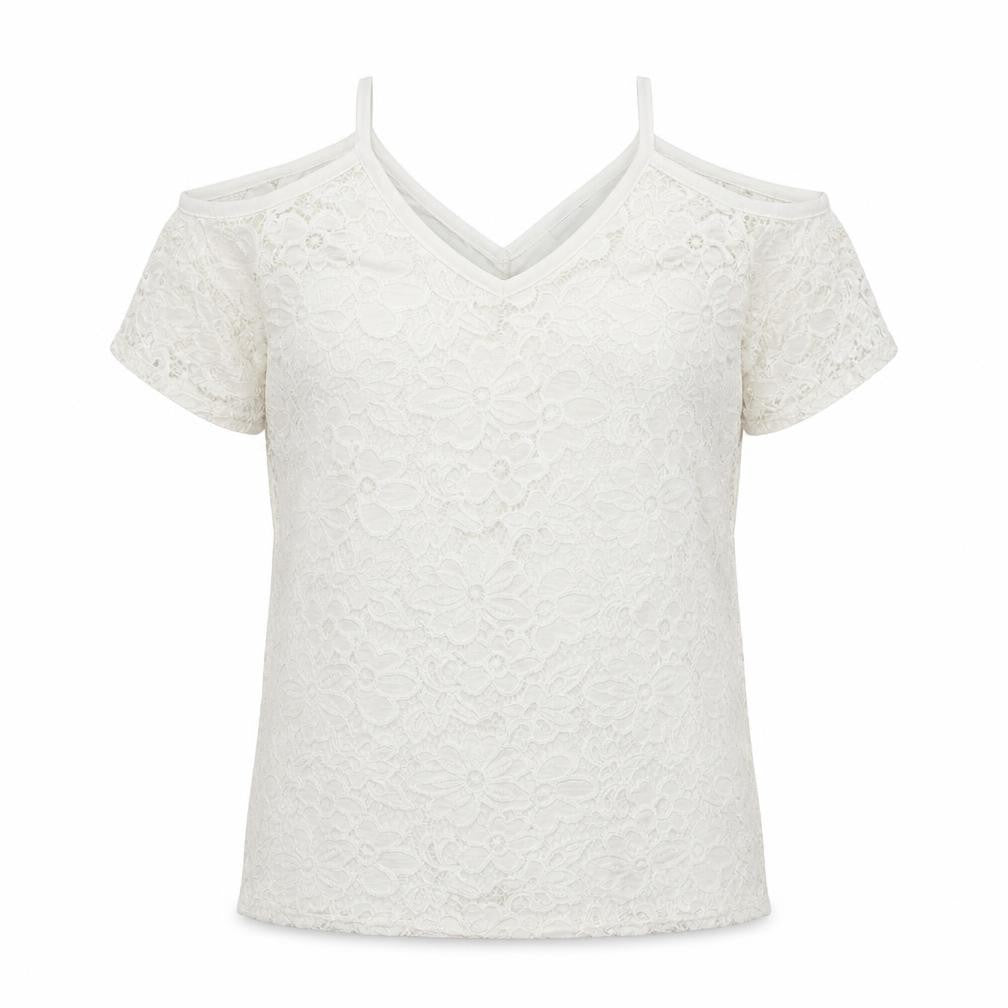 Very Womens White Floral  Basic T-Shirt Size 12