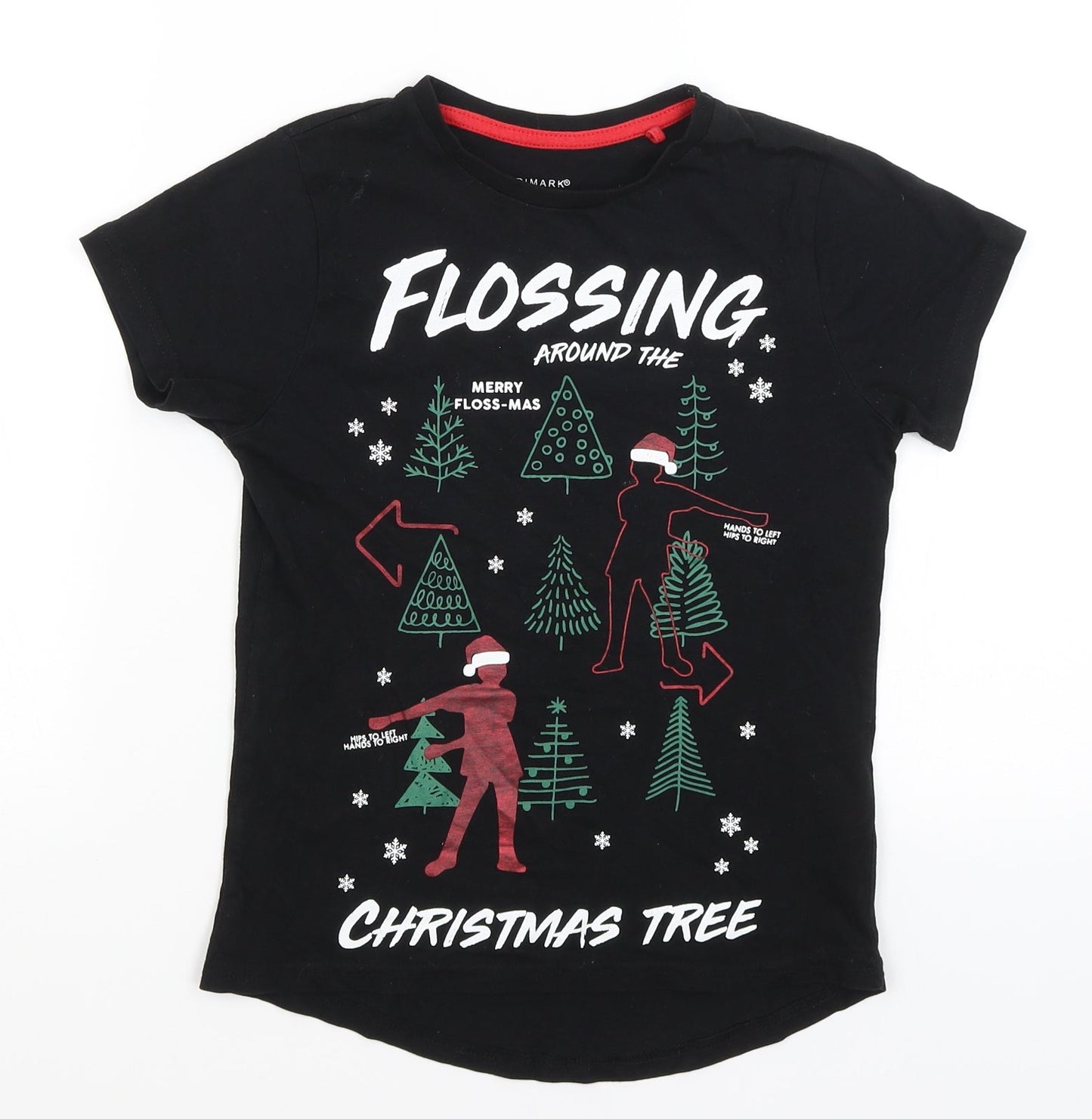 Primark Girls Black   Basic T-Shirt Size 7-8 Years  - Flossing