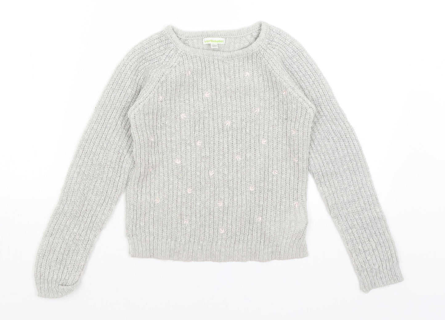 Vertbaydet Girls Grey   Pullover Jumper Size 8 Years