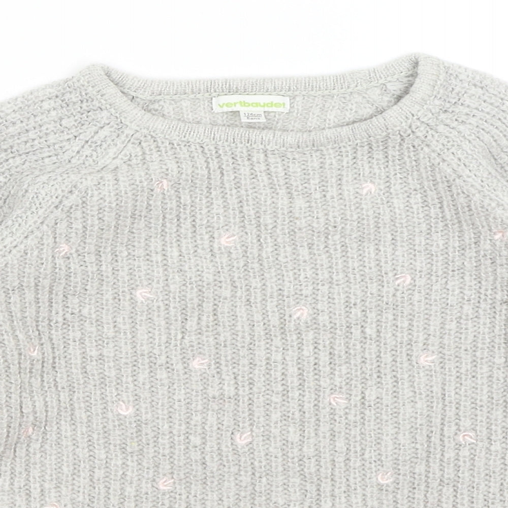 Vertbaydet Girls Grey   Pullover Jumper Size 8 Years