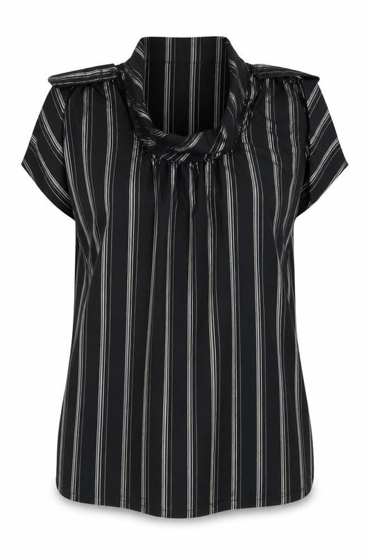 Kimono Womens Black Striped  Tunic T-Shirt Size L