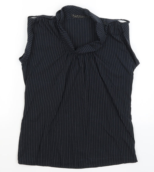 Kimono Womens Black Striped  Tunic T-Shirt Size L