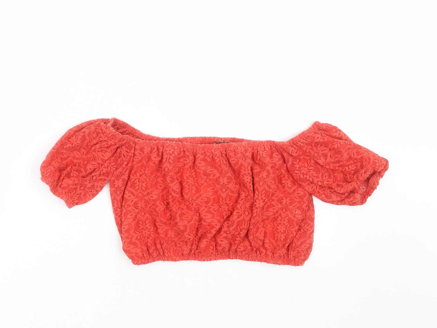 Topshop Womens Red Floral  Cropped Blouse Size 10