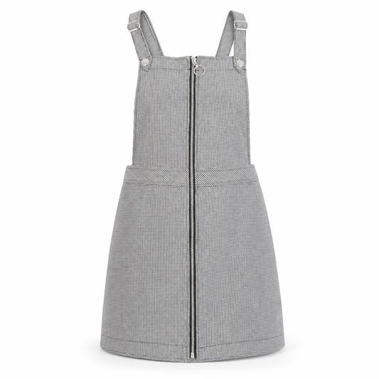 Divided by H&M Womens Grey Houndstooth  Pinafore/Dungaree Dress  Size 6