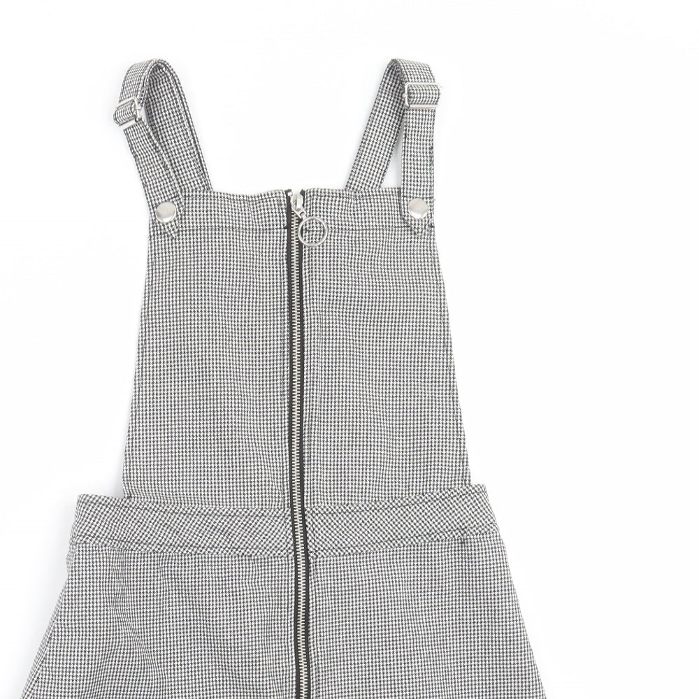 Divided by H&M Womens Grey Houndstooth  Pinafore/Dungaree Dress  Size 6