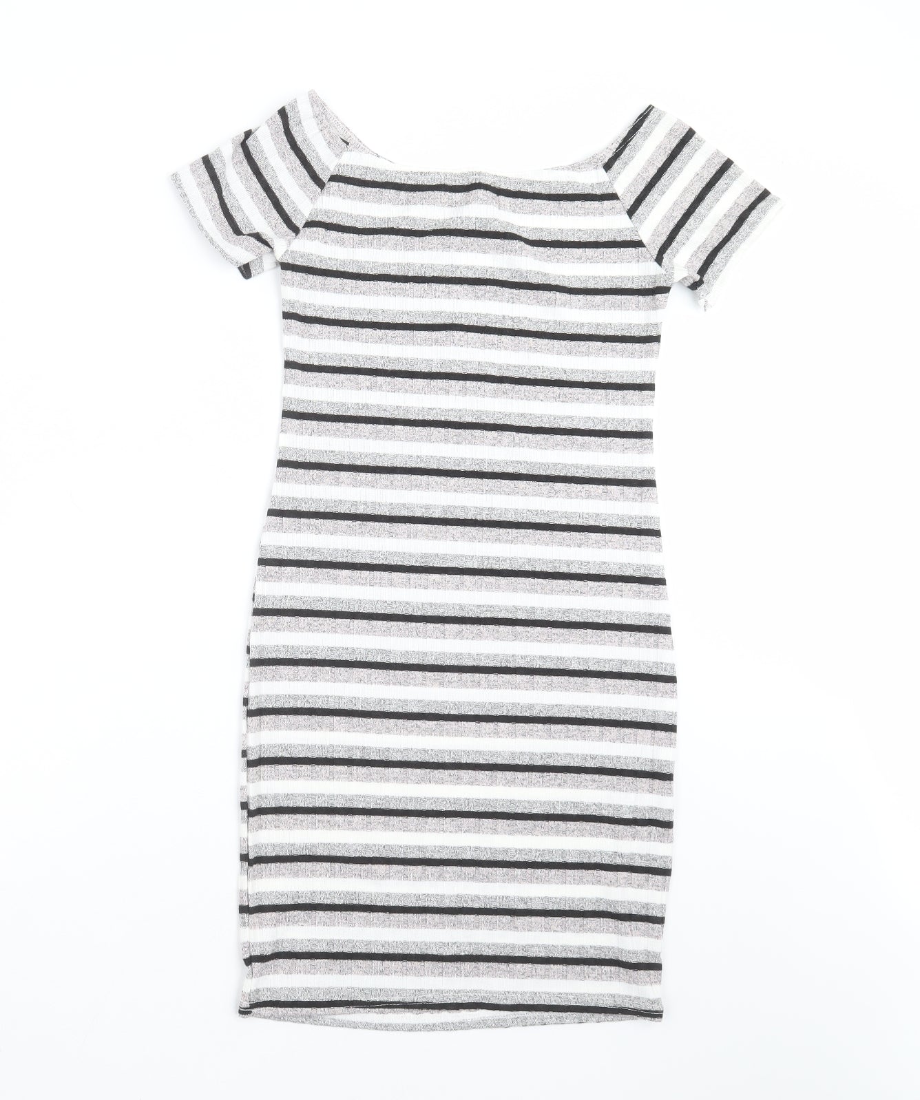New Look Womens Grey Striped Knit Pencil Dress  Size 10