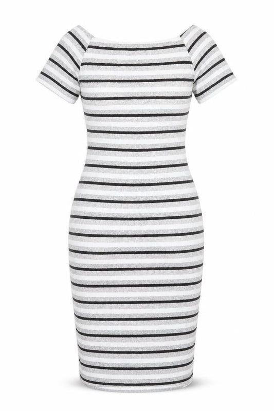 New Look Womens Grey Striped Knit Pencil Dress  Size 10