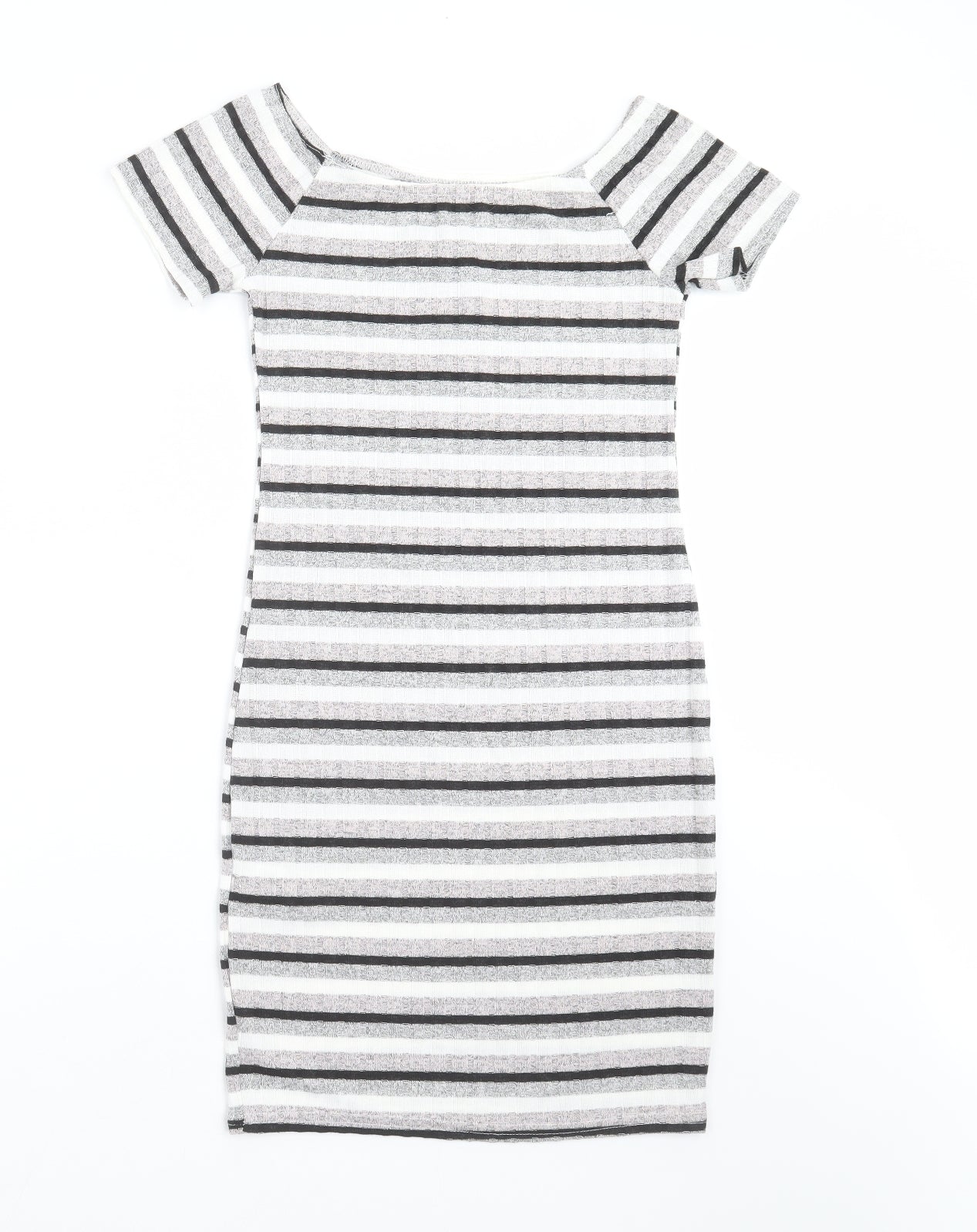 New Look Womens Grey Striped Knit Pencil Dress  Size 10