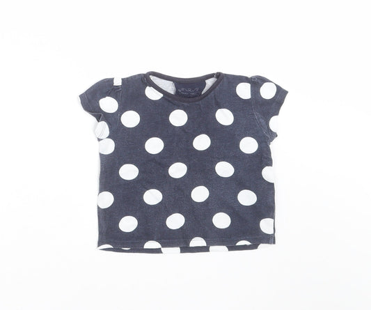 Young Dimension Girls Blue Polka Dot  Basic T-Shirt Size 12-18 Months