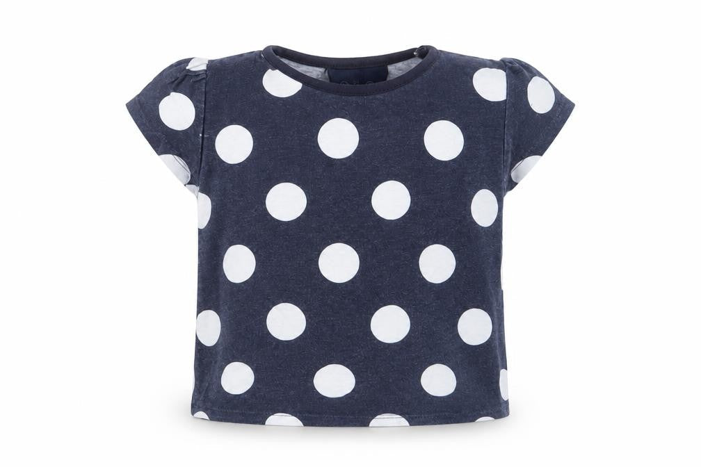 Young Dimension Girls Blue Polka Dot  Basic T-Shirt Size 12-18 Months