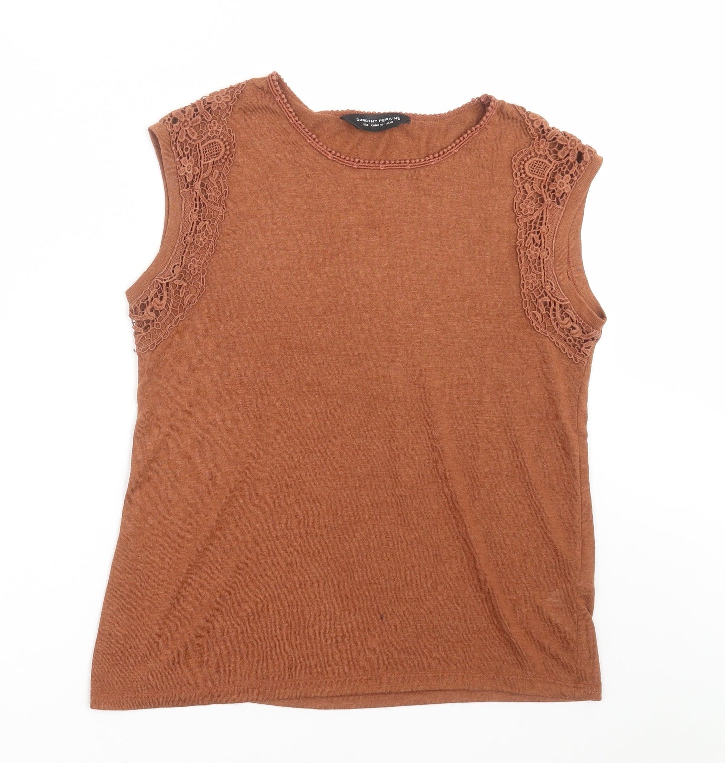 Dorothy Perkins Womens Brown  Knit Pullover Jumper Size 12  - crochet detail