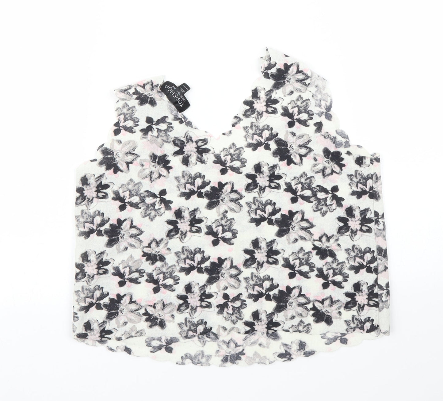 Topshop Womens White Floral  Basic Blouse Size 6