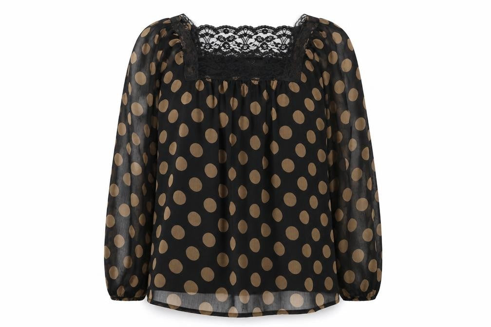AX Womens Brown Polka Dot  Basic Blouse Size 8