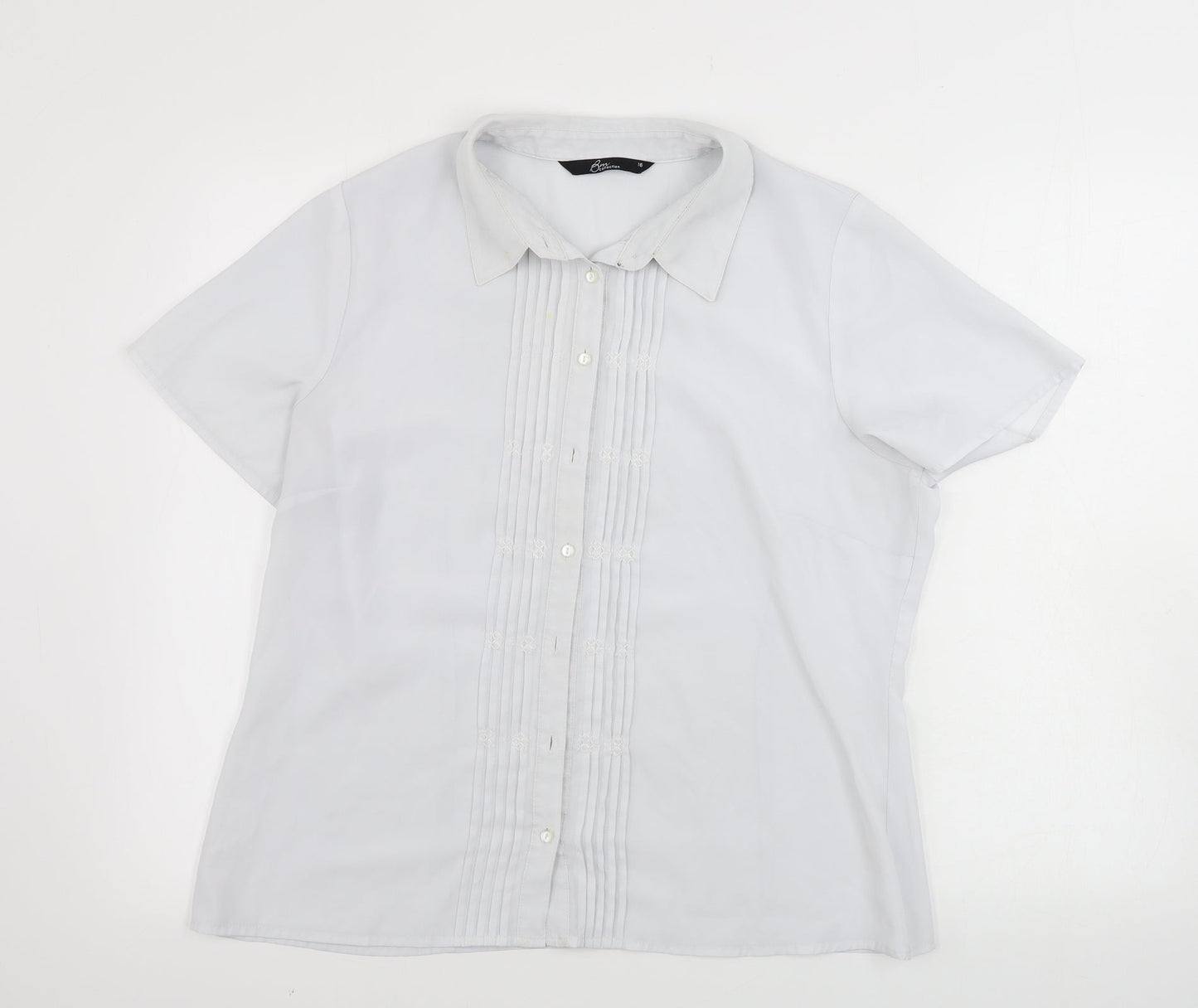 bm collection        Womens Grey   Basic Button-Up Size 16