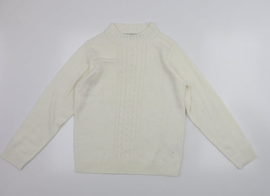 EWM Womens Beige Houndstooth  Pullover Jumper Size M