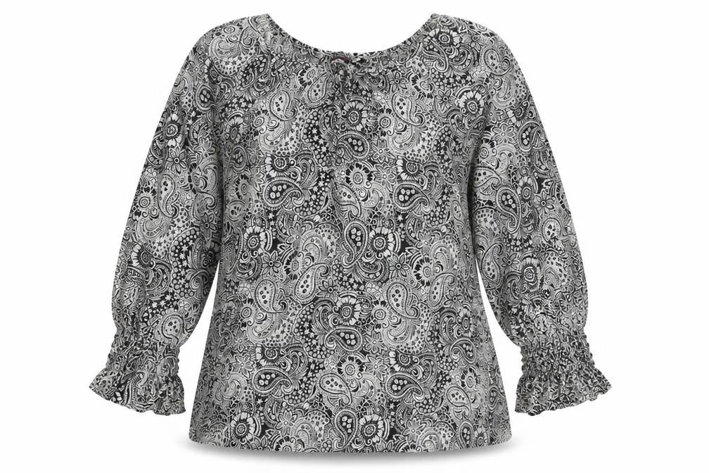 MANDI Womens White Geometric  Basic Blouse Size 10