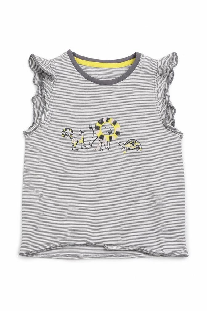 Marks & Spencer  Girls White Striped  Basic T-Shirt Size 6-7 Years