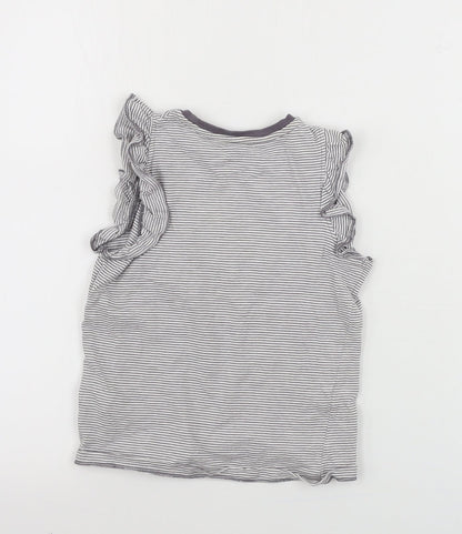 Marks & Spencer  Girls White Striped  Basic T-Shirt Size 6-7 Years