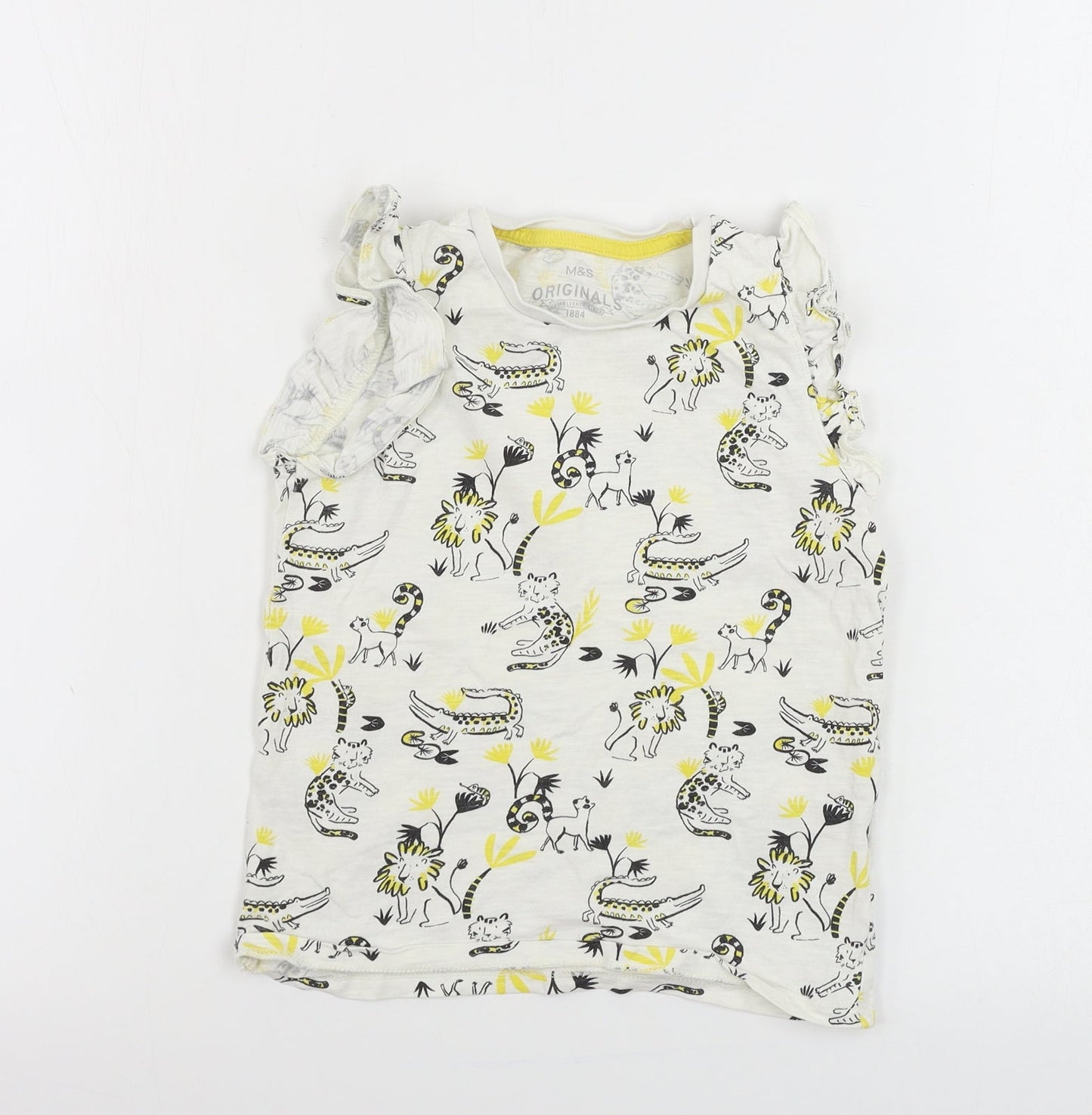Marks and Spencer  Boys White Houndstooth  Basic T-Shirt Size 6-7 Years
