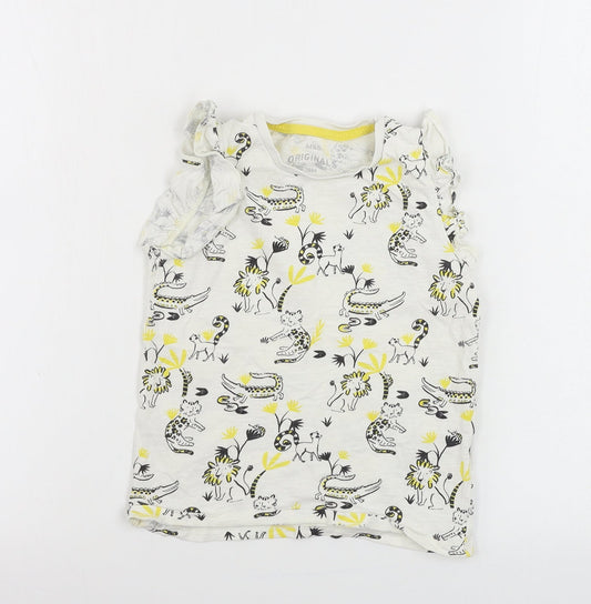 Marks and Spencer  Boys White Houndstooth  Basic T-Shirt Size 6-7 Years