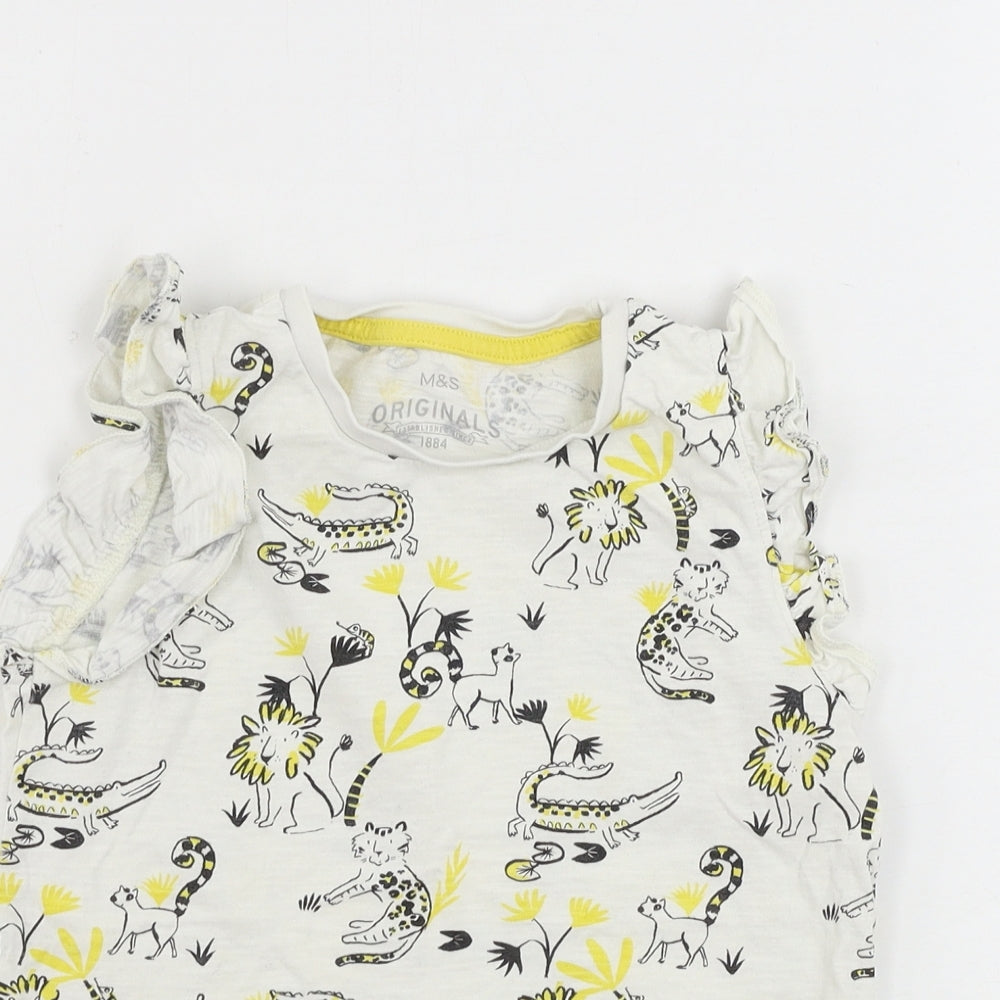 Marks and Spencer  Boys White Houndstooth  Basic T-Shirt Size 6-7 Years