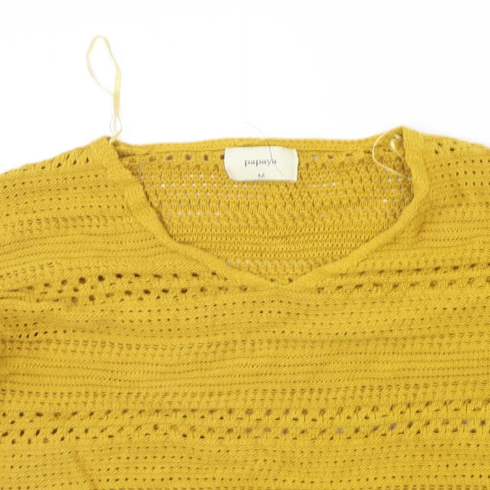 Papaya Womens Yellow   Pullover Jumper Size M