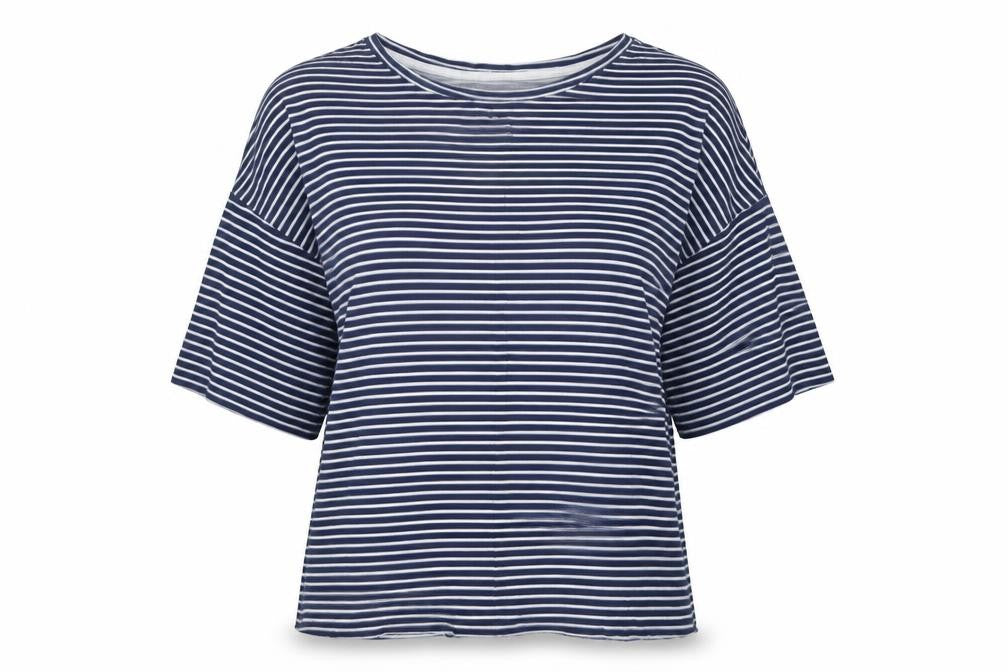 Atmosphere Womens Blue Striped  Basic T-Shirt Size 10