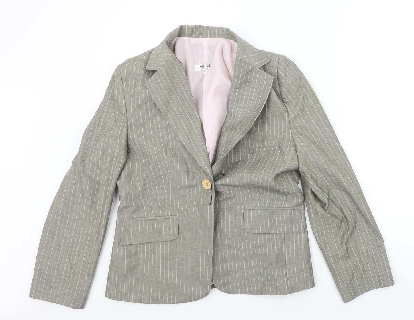 vitriline Womens Grey Striped  Jacket Blazer Size S