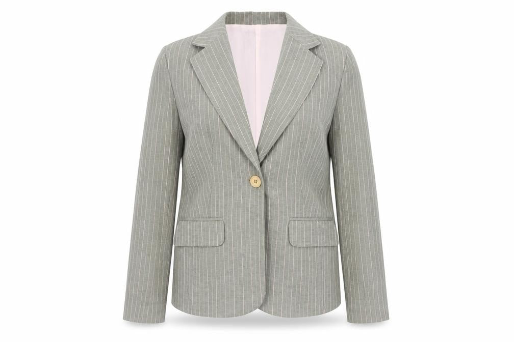 vitriline Womens Grey Striped  Jacket Blazer Size S