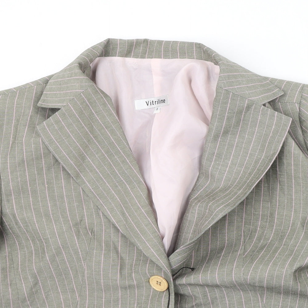 vitriline Womens Grey Striped  Jacket Blazer Size S