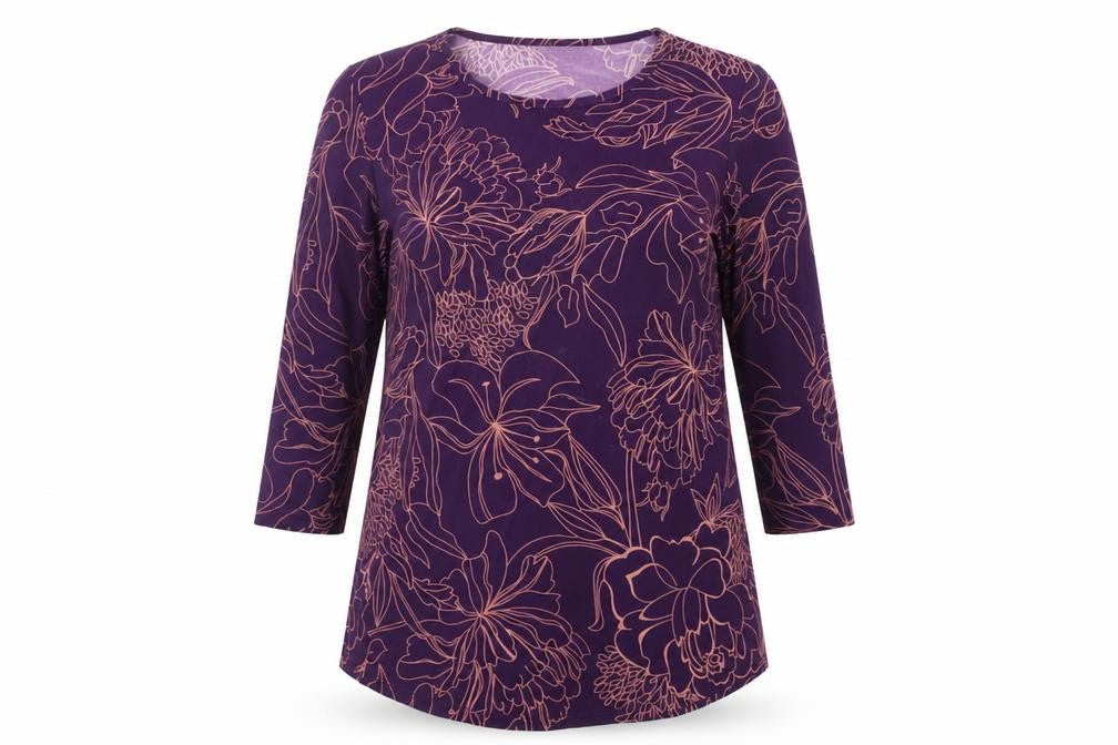 MR MAX  Womens Purple Floral  Basic Blouse Size M