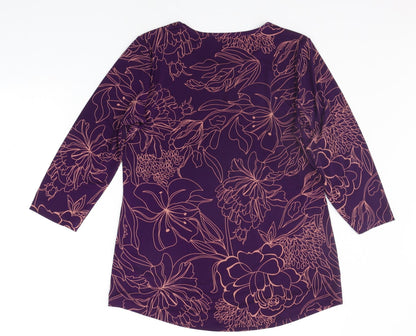 MR MAX  Womens Purple Floral  Basic Blouse Size M