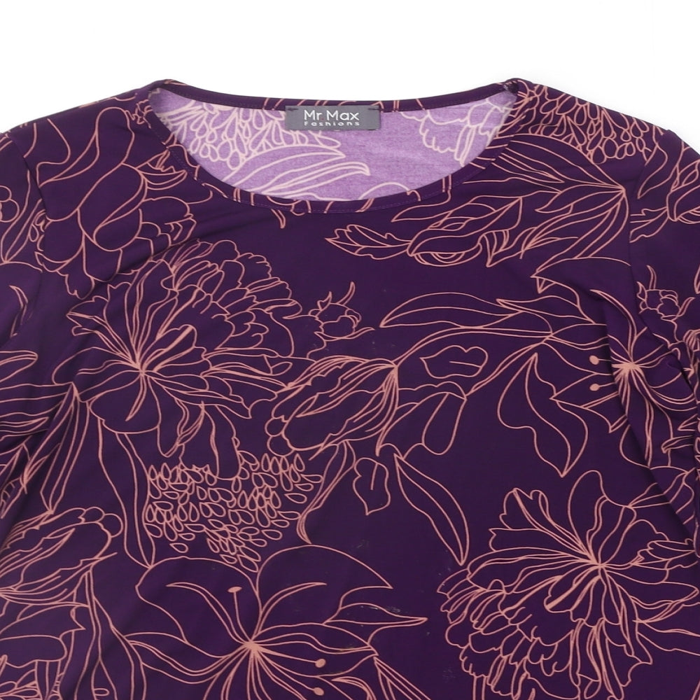 MR MAX  Womens Purple Floral  Basic Blouse Size M
