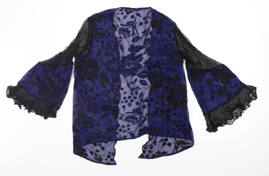 Topshop Womens Blue Floral  Cardigan Jumper Size 8