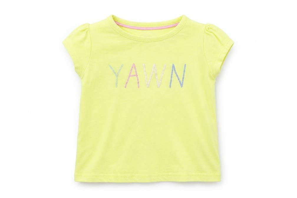 Marks & Spencer Girls Yellow Geometric  Basic T-Shirt Size 3-4 Years