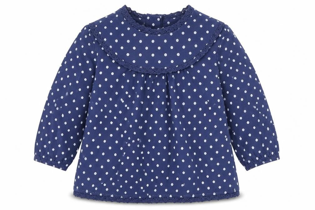 Ladybird Girls Blue Polka Dot  Basic Blouse Size 3-6 Months
