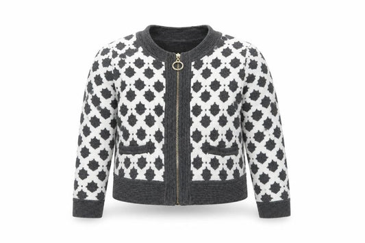 Trish Scully Child Girls White Geometric  Jacket Coatigan Size 4 Years