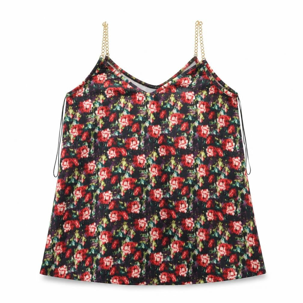 Primark Womens Black Floral  Basic Tank Size 12