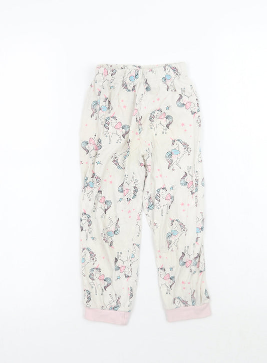 Matalan Girls White Geometric   Pyjama Pants Size 3-4 Years
