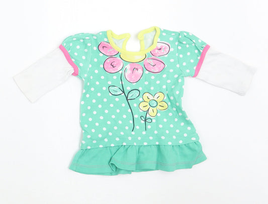 George Girls Green Floral  Basic T-Shirt Size Newborn